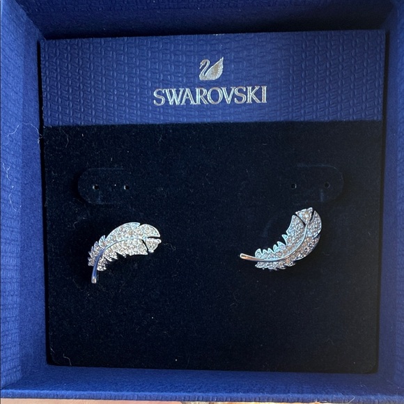 Swarovski Jewelry - Exclusive Swarovski Crystal Feather Earrings in Silver and Gold
